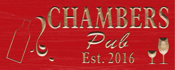 ADVPRO Name Personalized Pub Champagne Est. Year Wood Engraved Wooden Sign wpc0230-tm - Red