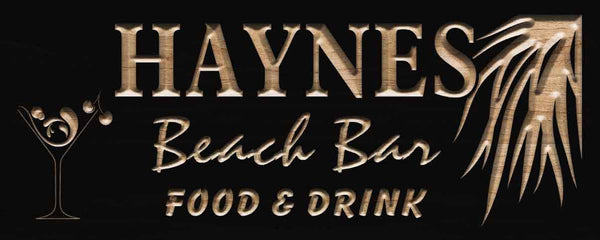 ADVPRO Name Personalized Beach BAR Cocktail Glass Wood Engraved Wooden Sign wpc0232-tm - Black