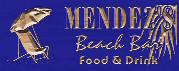 ADVPRO Name Personalized Beach BAR Umbrella Wood Engraved Wooden Sign wpc0233-tm - Blue