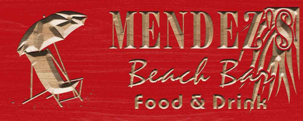 ADVPRO Name Personalized Beach BAR Umbrella Wood Engraved Wooden Sign wpc0233-tm - Red