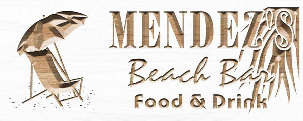 ADVPRO Name Personalized Beach BAR Umbrella Wood Engraved Wooden Sign wpc0233-tm - White