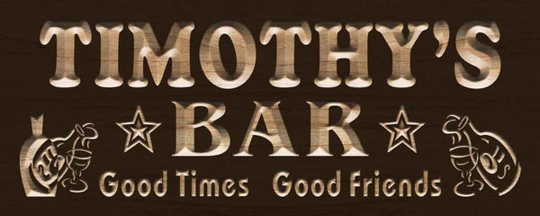 ADVPRO Name Personalized BAR Stars Good Times Good Friends Wood Engraved Wooden Sign wpc0236-tm - Brown