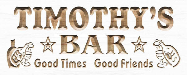 ADVPRO Name Personalized BAR Stars Good Times Good Friends Wood Engraved Wooden Sign wpc0236-tm - White