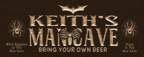 ADVPRO Name Personalized Man CAVE Hero Bring Your OWN 'Bear' Bat Spider Wood Engraved Wooden Sign wpc0239-tm - Brown