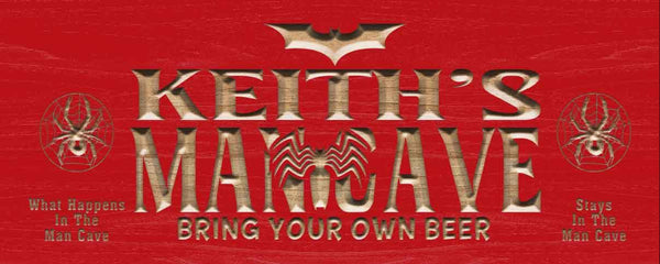 ADVPRO Name Personalized Man CAVE Hero Bring Your OWN 'Bear' Bat Spider Wood Engraved Wooden Sign wpc0239-tm - Red