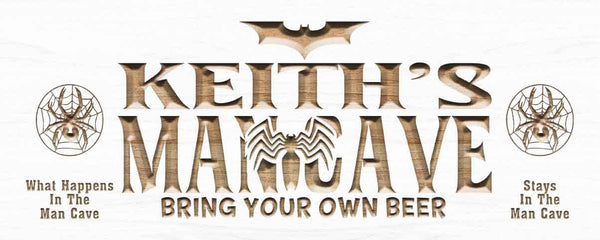 ADVPRO Name Personalized Man CAVE Hero Bring Your OWN 'Bear' Bat Spider Wood Engraved Wooden Sign wpc0239-tm - White