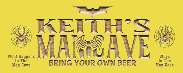 ADVPRO Name Personalized Man CAVE Hero Bring Your OWN 'Bear' Bat Spider Wood Engraved Wooden Sign wpc0239-tm - Yellow