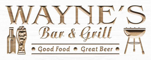 ADVPRO Name Personalized BAR & Grill Good Food Great Beer Wood Engraved Wooden Sign wpc0241-tm - White