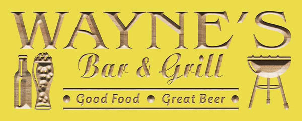 ADVPRO Name Personalized BAR & Grill Good Food Great Beer Wood Engraved Wooden Sign wpc0241-tm - Yellow