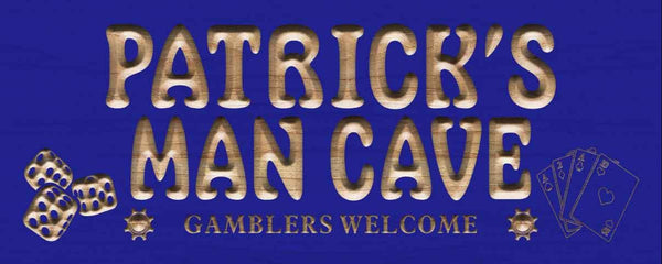ADVPRO Name Personalized Man CAVE Casino Poker Disc Wood Engraved Wooden Sign wpc0242-tm - Blue