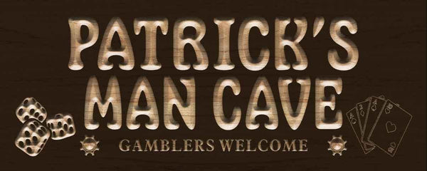 ADVPRO Name Personalized Man CAVE Casino Poker Disc Wood Engraved Wooden Sign wpc0242-tm - Brown