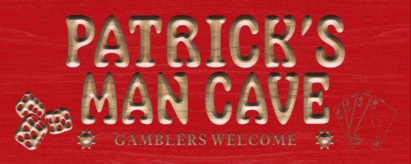 ADVPRO Name Personalized Man CAVE Casino Poker Disc Wood Engraved Wooden Sign wpc0242-tm - Red