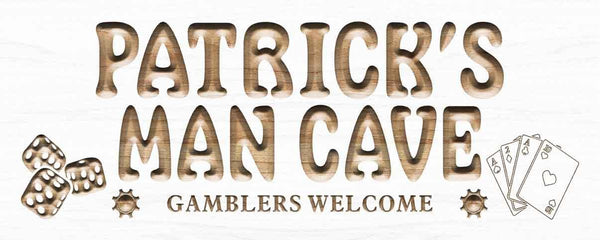 ADVPRO Name Personalized Man CAVE Casino Poker Disc Wood Engraved Wooden Sign wpc0242-tm - White