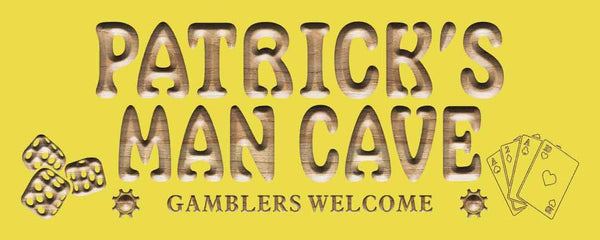 ADVPRO Name Personalized Man CAVE Casino Poker Disc Wood Engraved Wooden Sign wpc0242-tm - Yellow