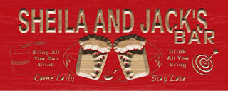 ADVPRO Name Personalized BAR Come Early Stay Late Housewarming Gifts Wood Engraved Wooden Sign wpc0264-tm - Red