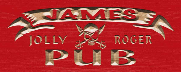 ADVPRO Name Personalized Jolly Roger Pub Bar Game Room Wood Engraved Wooden Sign wpc0266-tm - Red