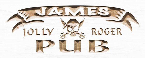 ADVPRO Name Personalized Jolly Roger Pub Bar Game Room Wood Engraved Wooden Sign wpc0266-tm - White