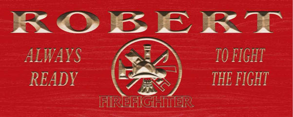 ADVPRO Name Personalized Firefighter Fire Department Always Ready to Fight The Fight Man Cave Wood Engraved Wooden Sign wpc0267-tm - Red