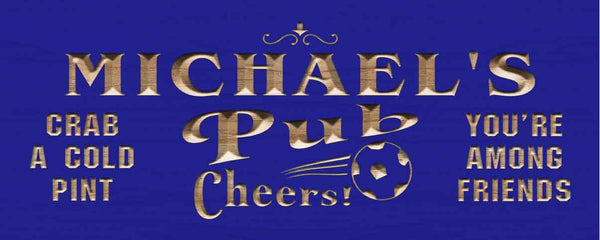 ADVPRO Name Personalized Soccer Pub Cheers Sport Bar Den Club Wood Engraved Wooden Sign wpc0268-tm - Blue