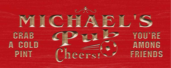 ADVPRO Name Personalized Soccer Pub Cheers Sport Bar Den Club Wood Engraved Wooden Sign wpc0268-tm - Red