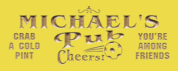 ADVPRO Name Personalized Soccer Pub Cheers Sport Bar Den Club Wood Engraved Wooden Sign wpc0268-tm - Yellow