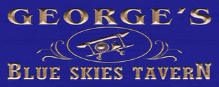 ADVPRO Name Personalized Blue Skies Tavern Vintage Airplane Man Cave Gifts Wood Engraved Wooden Sign wpc0271-tm - Blue