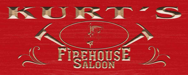 ADVPRO Name Personalized Firehouse Saloon Firefighter Retirement Gifts Wood Engraved Wooden Sign wpc0272-tm - Red