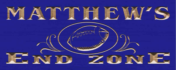 ADVPRO Name Personalized American Football END Zone National Game Sport Bar Wood Engraved Wooden Sign wpc0273-tm - Blue