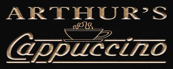 ADVPRO Name Personalized Cappuccino Coffee Shop Kitchen Gifts Wood Engraved Wooden Sign wpc0276-tm - Black