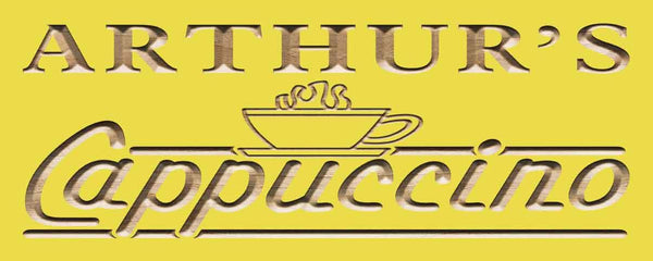 ADVPRO Name Personalized Cappuccino Coffee Shop Kitchen Gifts Wood Engraved Wooden Sign wpc0276-tm - Yellow