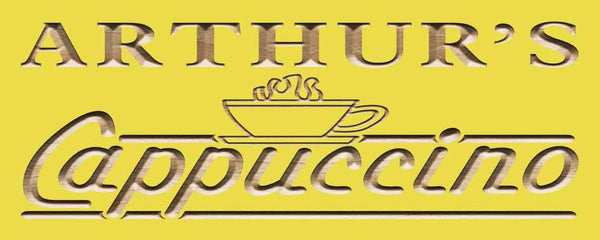 ADVPRO Name Personalized Cappuccino Coffee Shop Kitchen Gifts Wood Engraved Wooden Sign wpc0276-tm - Yellow