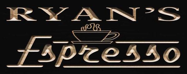 ADVPRO Name Personalized Espresso Coffee Shop Kitchen Housewarming Gifts Wood Engraved Wooden Sign wpc0277-tm - Black