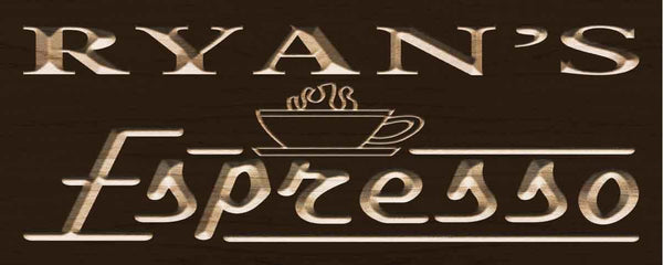 ADVPRO Name Personalized Espresso Coffee Shop Kitchen Housewarming Gifts Wood Engraved Wooden Sign wpc0277-tm - Brown