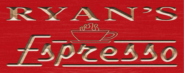 ADVPRO Name Personalized Espresso Coffee Shop Kitchen Housewarming Gifts Wood Engraved Wooden Sign wpc0277-tm - Red