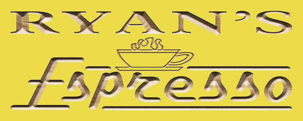 ADVPRO Name Personalized Espresso Coffee Shop Kitchen Housewarming Gifts Wood Engraved Wooden Sign wpc0277-tm - Yellow