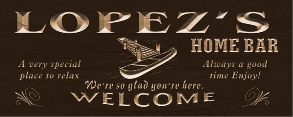 ADVPRO Name Personalized Home BAR Lake House Boat Welcome Cabin Decor Wood Engraved Wooden Sign wpc0285-tm - Brown