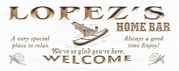 ADVPRO Name Personalized Home BAR Lake House Boat Welcome Cabin Decor Wood Engraved Wooden Sign wpc0285-tm - White