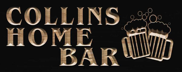 ADVPRO Name Personalized Home BAR Cheers Beer Ale Wine Cocktails Decor Gifts Wood Engraved Wooden Sign wpc0286-tm - Black