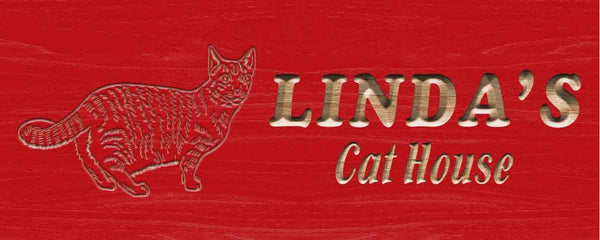 ADVPRO Name Personalized CAT House Kitten Lover Gifts Decor Wood Engraved Wooden Sign wpc0287-tm - Red