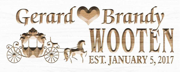 ADVPRO Personalized Custom Horse Carriage Wedding Anniversary Family Sign Surname Last First Name Housewarming 5 Year Wood Wooden Signs wpc0302-tm - White