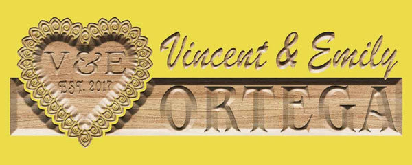 ADVPRO Personalized Last Name Initial Inside Heart Home Decor Wood Custom Wedding Gift Couples Established Wooden Signs wpc0303-tm - Yellow