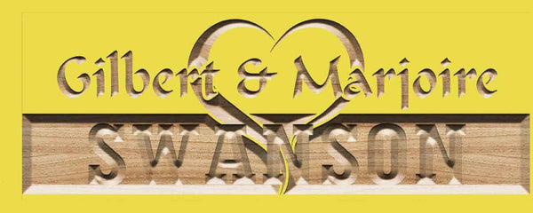 ADVPRO Personalized Last Name Simple Heart Home Decor Wood Custom Wedding Gift Couples Established Wooden Signs wpc0304-tm - Yellow