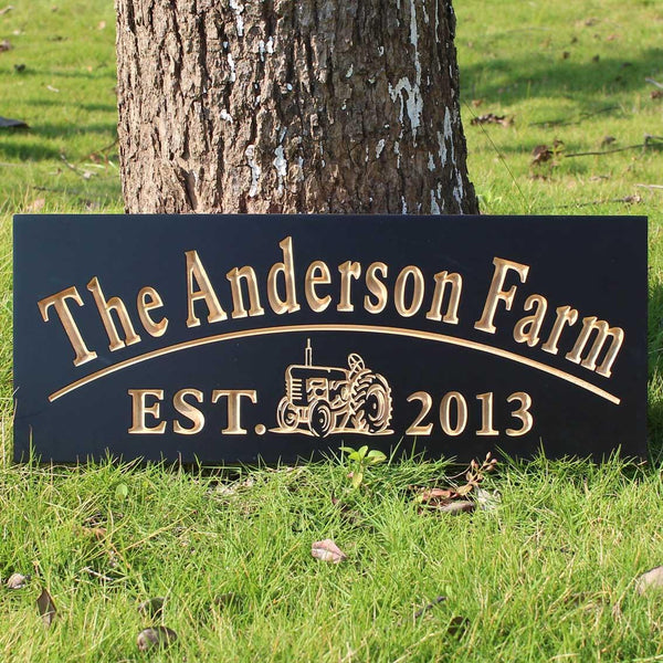 ADVPRO Name Personalized Farm with Tractor Home Decoration Housewarming Gifts Wood Engraved Wooden Sign wpc0306-tm - Black