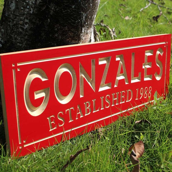 ADVPRO Personalized Family Name Sign Wedding Gift Custom Carved Wooden Signs Last Name Decor Established Wood Plaque Engraved Couple 5 Year Anniversary wpc0328-tm - Details 2