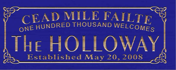 ADVPRO Cead Mile Failte Family Name Personalized Established Date One Hundred Thousand Welcomes Wood Engraved Wooden Sign wpc0341-tm - Blue