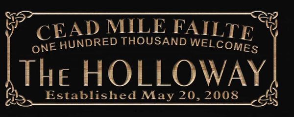 ADVPRO Cead Mile Failte Family Name Personalized Established Date One Hundred Thousand Welcomes Wood Engraved Wooden Sign wpc0341-tm - Black