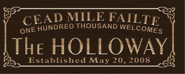ADVPRO Cead Mile Failte Family Name Personalized Established Date One Hundred Thousand Welcomes Wood Engraved Wooden Sign wpc0341-tm - Brown