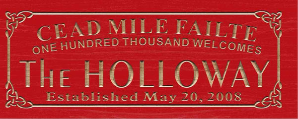 ADVPRO Cead Mile Failte Family Name Personalized Established Date One Hundred Thousand Welcomes Wood Engraved Wooden Sign wpc0341-tm - Red