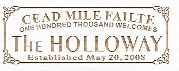 ADVPRO Cead Mile Failte Family Name Personalized Established Date One Hundred Thousand Welcomes Wood Engraved Wooden Sign wpc0341-tm - White