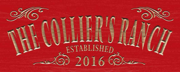 ADVPRO Name Personalized The Ranch Farm Decoration Established Year Gifts Wood Engraved Wooden Sign wpc0354-tm - Red